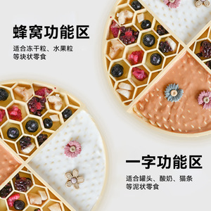 Tapis de léchage en silicone pour chiens et chats, distributeur de nourriture pour animaux à alimentation lente, jouet d'enrichissement, design rond avec motif hexagonal - Product Image 2