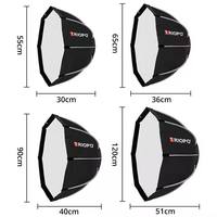Triopo Photographie Pliable Octogone Caméra Flash Lumière Softbox Ks 55cm 65cm 90cm 120cm Support De Montage Poignée Softbox