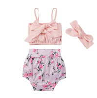 Ensembles de Vêtements d'Été pour Enfants : Tenues Florales Sans Manches avec Nœud pour Bébés et Petites Filles