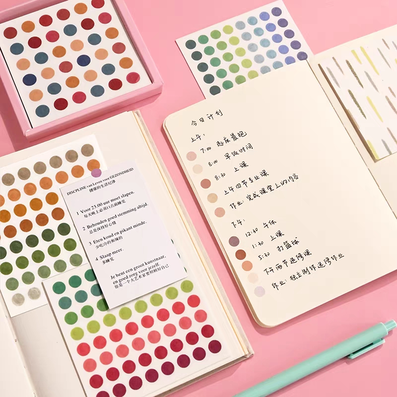 Оптовая продажа, индивидуальные разноцветные Круглые мини-бирки, милые офисные и школьные Стикеры для заметок, канцелярские принадлежности