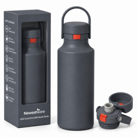 Gourde isotherme 750 ml sans BPA avec couvercle à double ouverture, bouteille d'eau en acier inoxydable à double paroi pour les voyages et la salle de sport