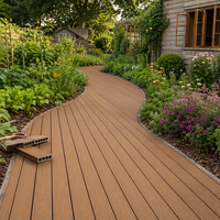 Tarima de WPC Económica Ynori, Diseño de Madera Hueca con Vetas de Teca, 23 mm, 140 mm, Canal Redondo, para Casa de Campo, Impermeable, Directo de Fábrica
