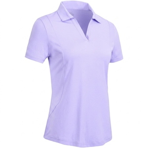 Camiseta de Golf de Manga Corta para Mujer, Color Morado Claro, Transpirable, Ecológica, de Lona Tejida y Poliéster, Ropa Deportiva Informal y Cómoda - Product Image 1