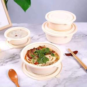 Benutzer definierte umwelt freundliche 1000ml Maisstärke Biologisch abbaubare Suppen schüssel Öl beständiger Deckel für Reis nudeln Party Einweg Restaurant - Product Image 4