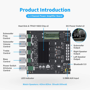 2.1 Kênh ZK-TB21 Khuếch Đại Kỹ Thuật Số Board Module Tpa3116d2 Cao/Tần Số Thấp Tone Siêu Linh Kiện Điện Tử - Product Image 4