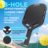 Raquette de pickleball ATNEW BV34-08 en fibre de carbone, 8 trous, construction monobloc moulée par pressage à chaud, finition mate 3K, professionnelle