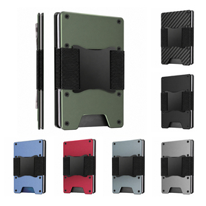 Portefeuille fin en métal pour homme avec sangle pour billets, minimaliste, porte-cartes de crédit en aluminium RFID, logo personnalisé - Product Image 1