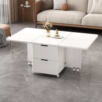 Nouveau design petite table d'appoint pliante multifonctionnelle pour la maison table basse à manger en bois mobile roues de meubles de maison