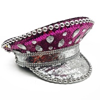 Chapeau de Capitaine à Paillettes Fait Main pour Extérieur, Défilés, Fêtes, Costumes, Festivals de Musique, Burning Man, Accessoire Punk Scintillant pour Coachella et Raves