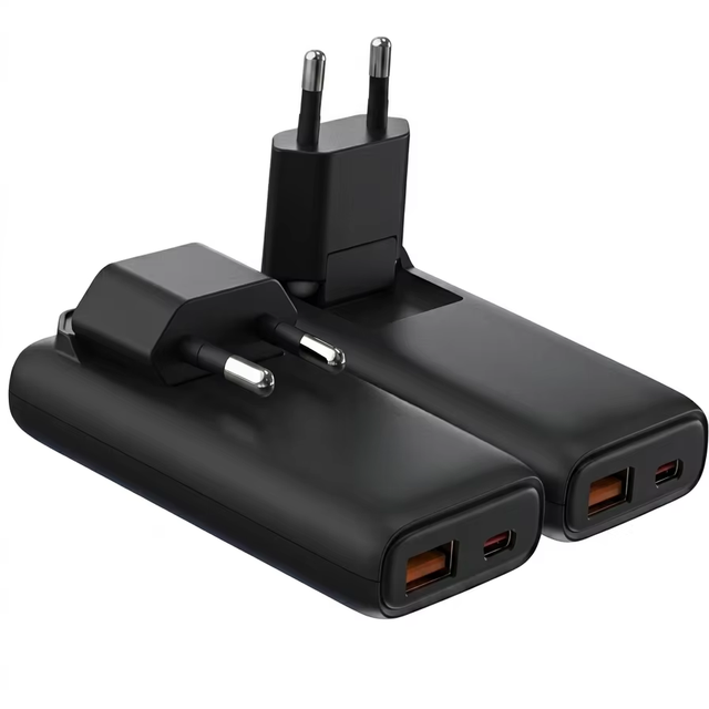 35W Foldable EU Plug Wall Charger 1A1C Dual Port USB a + Type C PD QC3.0 Fast Charging Adapter CE RoHS Certified for Travel