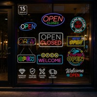 Bannière de Grande Ouverture Super Lumineuse avec Éclairage Néon pour Magasins Commerciaux, Logo Personnalisé et Construction en Tubes de Verre Véritable