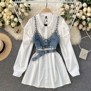 white christmas dresses Down for It Denim Midi Dress L main image 1