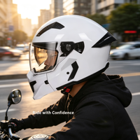Casque de moto modulaire professionnel blanc à visière relevable, double visière, unisexe, toutes saisons, casque de course de sécurité