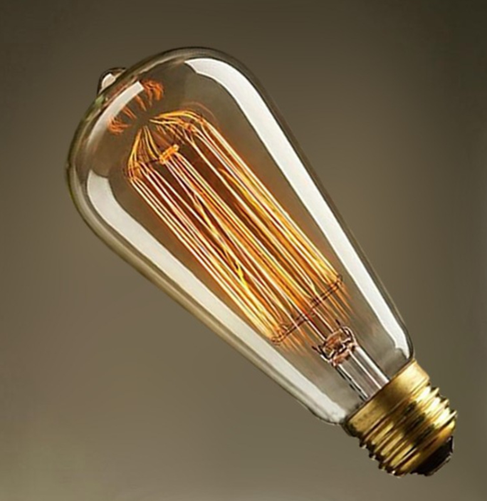 Лампа накаливания Edison ST64, 40 Вт/60 Вт, медная розетка, янтарная прозрачная стеклянная оболочка, 110 В/120 В E27/E26, латунная Узорчатая трубка