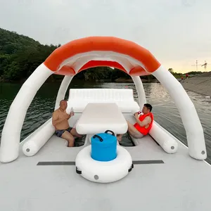 대형 플로팅 풍선 수상 레저 플로팅 텐트 플랫폼 아일랜드 여름 물 엔터테인먼트 장비 테이블과 의자