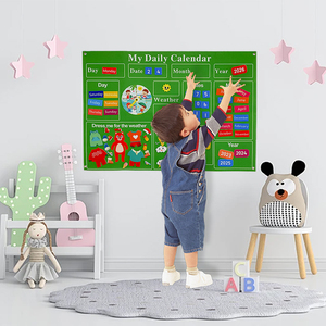 Il mio calendario giornaliero in classe prescolare attività sensoriale calendario Story Board Time Learning Center bambini che imparano il pannello di feltro - Product Image 3