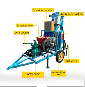 Plate-forme de forage de puits d'eau de 1500 mètres de profondeur montée sur remorque