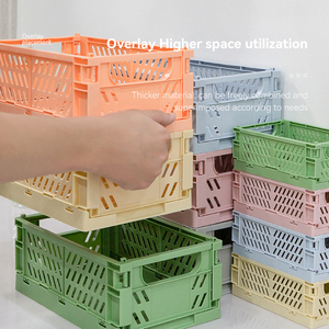 Wholesale Customized OEM ODM Modern Office Organizer Eco-Friendly BPA Free <strong>Stacked</strong> Collapsible Foldable Storage <strong>Crate</strong> - Product Image 4