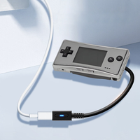 Câble de charge USB-C femelle en PVC pour lecteur de jeux vidéo GBM, noir, 10 cm