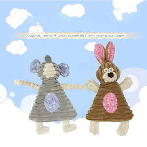 Corduroy Factory Wholesale Durable Cute Eco Friendly Luxury <b>Squeaky</b> Cute Rabbit Hippopotamus Plush Dog Chew Toy - Product Image 2