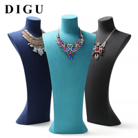 Présentoir à bijoux de luxe en microfibre grande taille DIGU, vitrine de magasin de bijoux, buste incurvé surdimensionné pour colliers