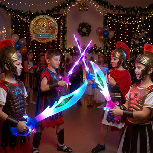 2026年 子供用LED玩具 光る剣 音楽と光の誘導で点灯するサメ型ナイフ スプレー塗装されたブロードソード プラスチック製 ディワリパーティー用 - Product Image 4