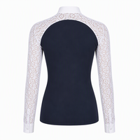 Chemise d'équitation OEM ODM professionnelle personnalisée en dentelle élégante, couche de base en maille pour la performance et la compétition