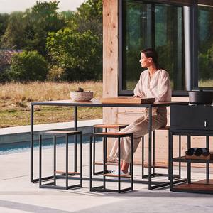 ม้านั่งรับประทานอาหารกลางแจ้งโครงอลูมิเนียมอัลลอยไม้แข็งป้องกันการกัดกร่อนเคลื่อนย้ายได้ดีไซน์เรียบง่ายทันสมัยสำหรับลานระเบียง - Product Image 4