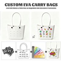 Bolso Tote Ligero de EVA Impermeable con Dos Asas, Parte Superior Abierta, Lavable, de Color Sólido, Versátil, con Dijes Aleatorios