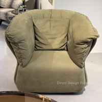 Fauteuil individuel en cuir tressé à la main, avec coutures, en daim mat côtelé, à assise profonde, solution tout-en-un pour l'ameublement de la maison