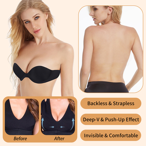حمالة صدر نسائية جيدة التهوية جديدة مقاس كبير قطعة واحدة غير مرئية لرفع الظهر بدون حمالات جانبية لاصقة للثدي الكبير - Product Image 4