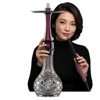 Chicha MAXX Royal Luxury Modern Ruby Black 55cm en acier inoxydable laqué et verre, durable et écologique, pour bar