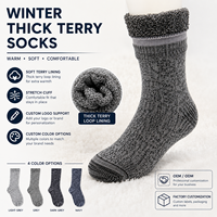 Chaussettes pour hommes en molleton épais et chaud pour l'hiver, style sport, douces, avec logo personnalisé OEM, en stock, avec talon et bout renforcés