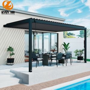 Pergola contemporaine minimaliste en alliage d'aluminium, structure robuste, imperméable, faible entretien, pour <span class=keywords><strong>terrasse</strong></span> urbaine, petit jardin - Product Image 3