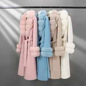 新款设计冬季保暖时尚真款羊绒羊毛长大衣