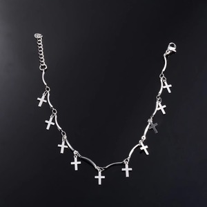 Bracelet croix vintage en acier inoxydable pour femme et fille, chaîne de cheville, bracelet de main, bijoux chrétiens en métal pour l'été - Product Image 4