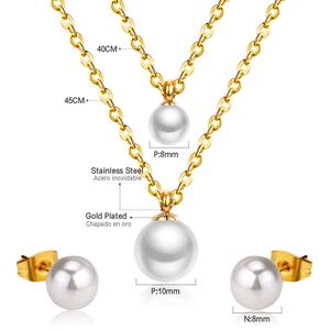 Stainless Steel 18K <b>Gold</b> Plated <b>Pearl</b> Jewelry Set Jewelry Type <b>Pearl</b> Pendant <b>Necklace</b> and Earrings Set for Women - Product Image 2