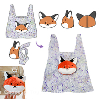 Jouet en peluche porte-clés avec sac écologique fermeture éclair renard peluche conception pliable sac à provisions sac d'épicerie personnalisé
