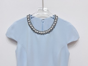 Nuevas llegadas de Bettergirl para Ramadán 2026: <span class=keywords><strong>Vestido</strong></span> casual ajustado con encaje <span class=keywords><strong>azul</strong></span>, patchwork y flores hechas a mano. - Product Image 4