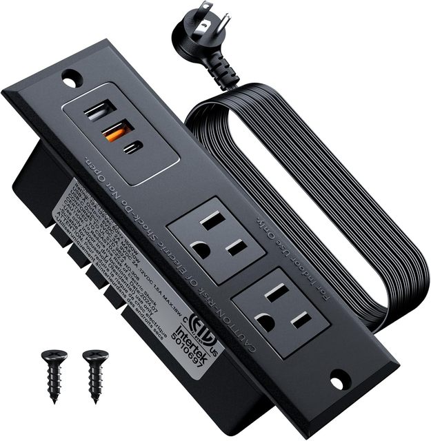 US Desk Socket/Recessed Power Strip with USB C Fast Charging Conference Recessed Outlet,Space-Saver for Furniture Side Table