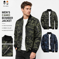 Blouson de Vol Camouflage Homme OEM en Polyester avec Fermeture Éclair Intégrale, Manteau Décontracté d'Extérieur avec Poche sur la Manche - Fournisseur en Gros