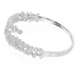 Bracelet de tennis en or blanc 18 carats classique avec pierres mélangées, moissanite cultivée en laboratoire, cadeau de mariage pour elle - Product Image 2