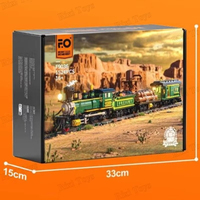 Funwhole F9036 Train Series Western Freight Green Train Model Toy Gift for Children 1524pcs Building Blocks Sets