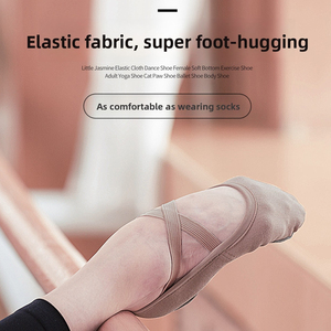 <span class=keywords><strong>Chaussures</strong></span> <span class=keywords><strong>de</strong></span> <span class=keywords><strong>danse</strong></span> Little Jasmine pour les examens d'art, <span class=keywords><strong>chaussures</strong></span> <span class=keywords><strong>de</strong></span> ballet pour femmes <span class=keywords><strong>en</strong></span> tissu entièrement élastique sans lacets, semelle souple - Product Image 1