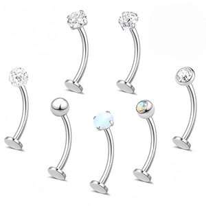 Stainless Steel Navel Ring With Zircon Prong Setting Ball Stud Unisex Body Jewelry For Piercing Gift - Product Image 1