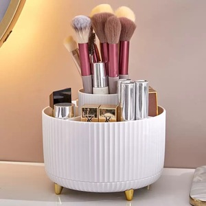 Desktop Rotating <b>Makeup</b> Brush Holder Cosmetic Organizer With Lipstick And Brush Storage For Vanity <b>Table</b> Top Use - Product Image 1