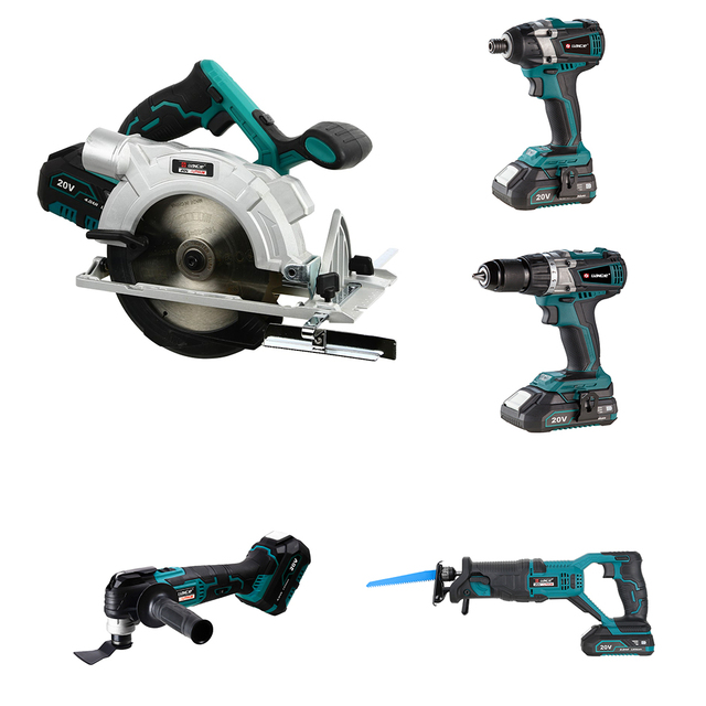 Liangye 5piece Wood Cutting Tool Set DC Power Cordless Brushless Woodworking Tools Carpenter Combo Kit