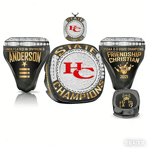 2026 Customized Men's Sports Championship <strong>Ring</strong> Alloy Gold Black Design <strong>Crystal</strong> Cut Jewelry for Rugby Softball &amp; Basketball - Product Image 2