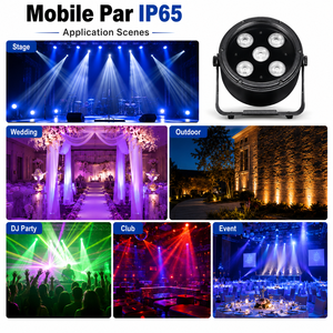 5x18W Wireless Battery Powered LED Par <b>Light</b> IP65 Outdoor Stage Wash <b>Light</b> with DMX Control - Product Image 6