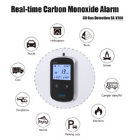 Détecteur de monoxyde de carbone amélioré, détecteur de CO 3 en 1 avec cordon, alarme de gaz CO avec batterie 1800 mAh pour les voyages, les camping-cars, les hôtels, les bateaux
